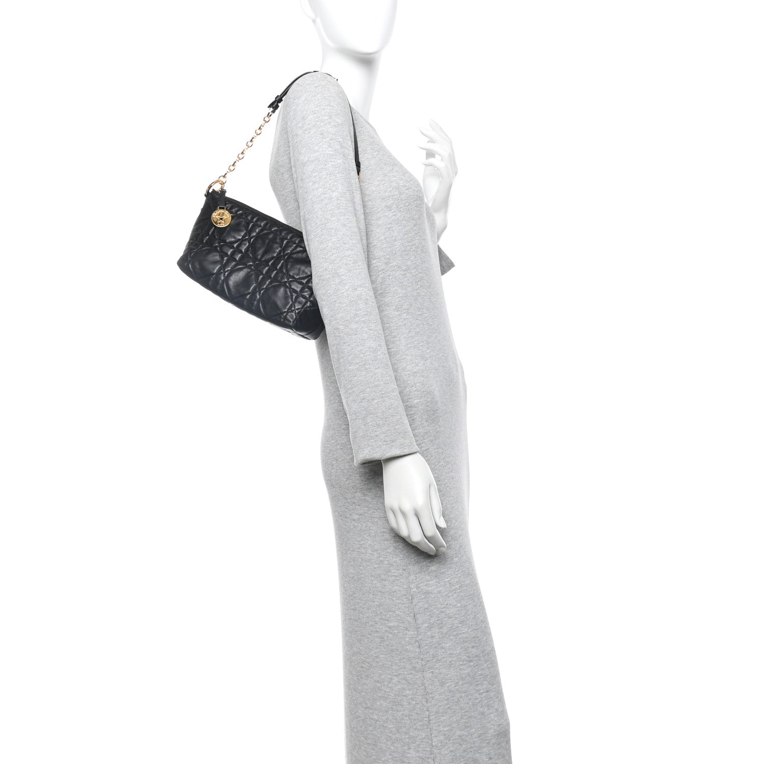 Lambskin Macrocannage DiorStar Hobo Bag Black