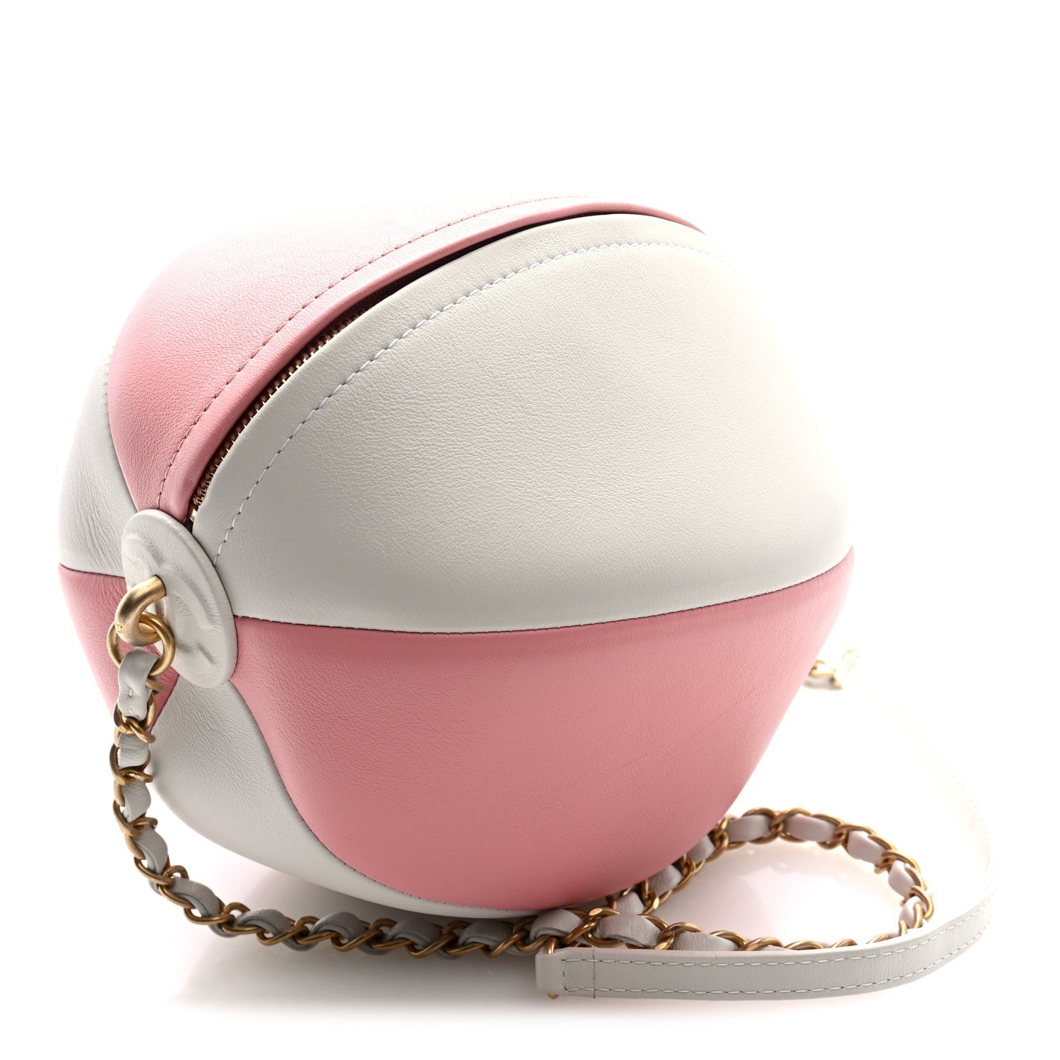 Calfskin Coco Beach Ball Bag White Pink