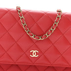Caviar Quilted Wallet on Chain WOC Red