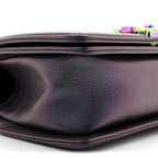 Iridescent Goatskin Quilted Small Boy Flap Purple