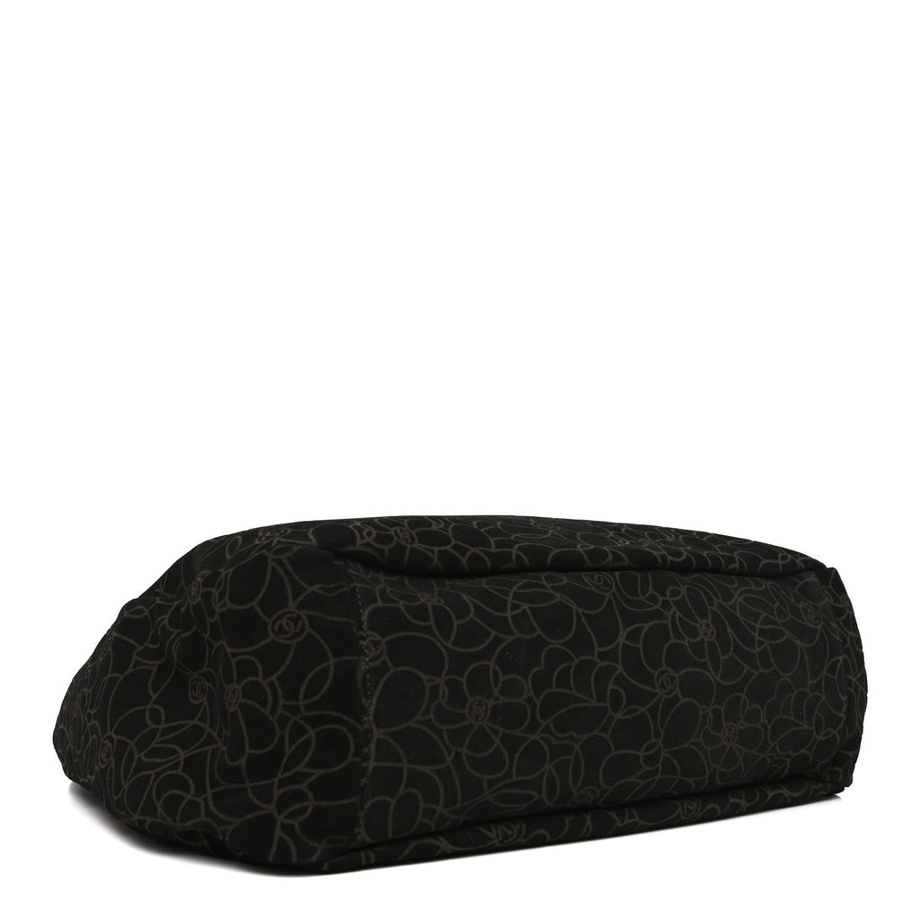 Suede Camellia Hobo Bag Black
