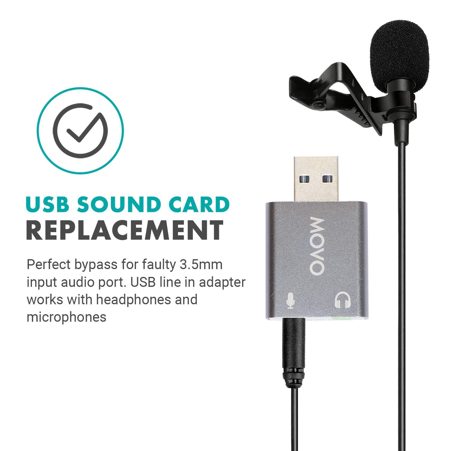 Movo USB-AC1 TRRS Mic. to USB 2.0 Sound Card Adapter