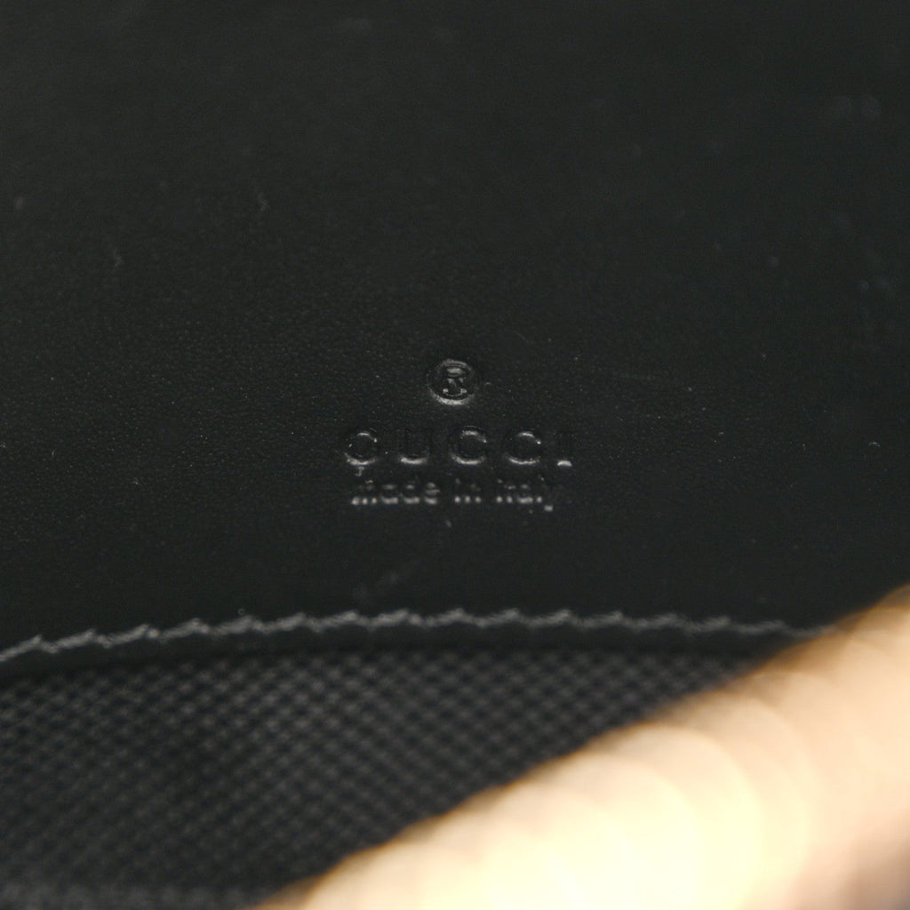 Calfskin GG Super Mini Debossed Chain Wallet Black