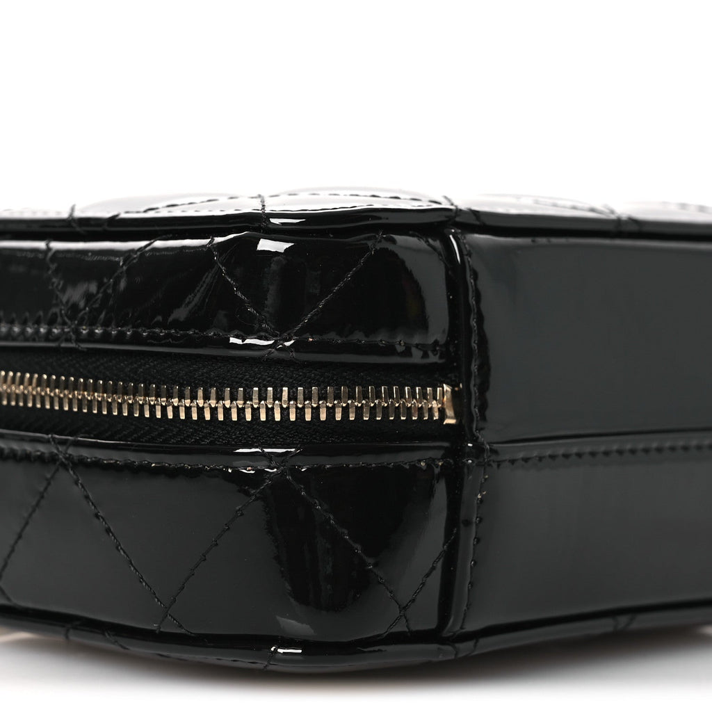 Patent Quilted Top Handle Mini Vanity Case Black