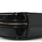 Patent Quilted Top Handle Mini Vanity Case Black