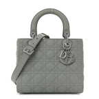 Ultra Matte Calfskin Cannage Medium Lady Dior Grey Stone