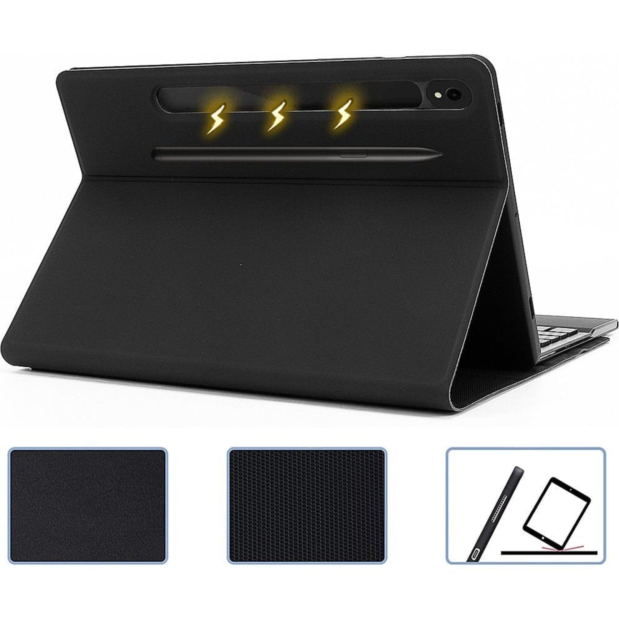 SAHARA - Navigation Series Keyboard Case with TrackPad for Samsung Galaxy Tab S10 FE, Tab S9 and Tab S9 FE - Black