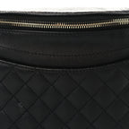 Lambskin Quilted Waist Bag Fanny Pack Black