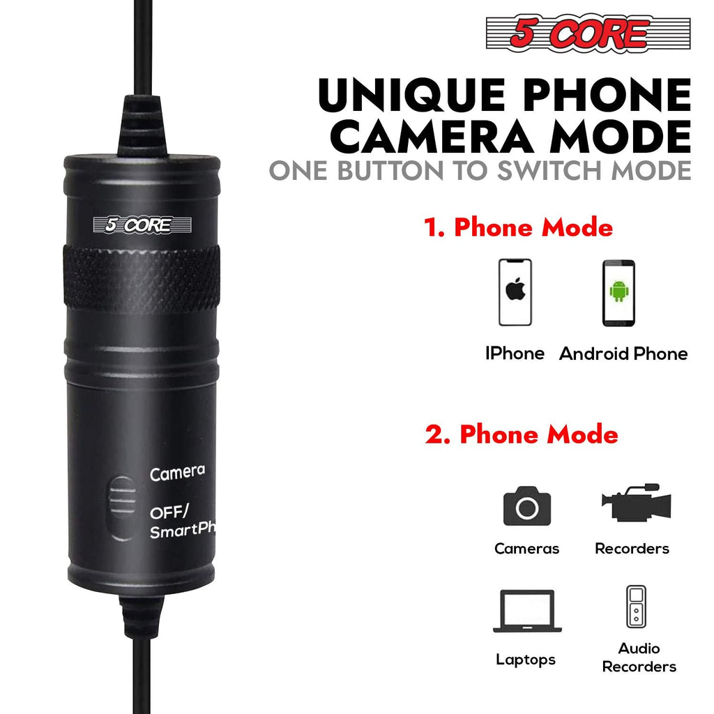 Professional Omnidirectional Lavalier Microphone 3.5mm Clip-On Lapel Mic for Smartphone DSLR Camera PC Interview Video Camcorders Audio Recorder -Condenser Mic Only