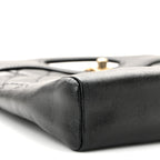 Shiny Crumpled Calfskin Quilted Mini 31 Shopping Bag Black