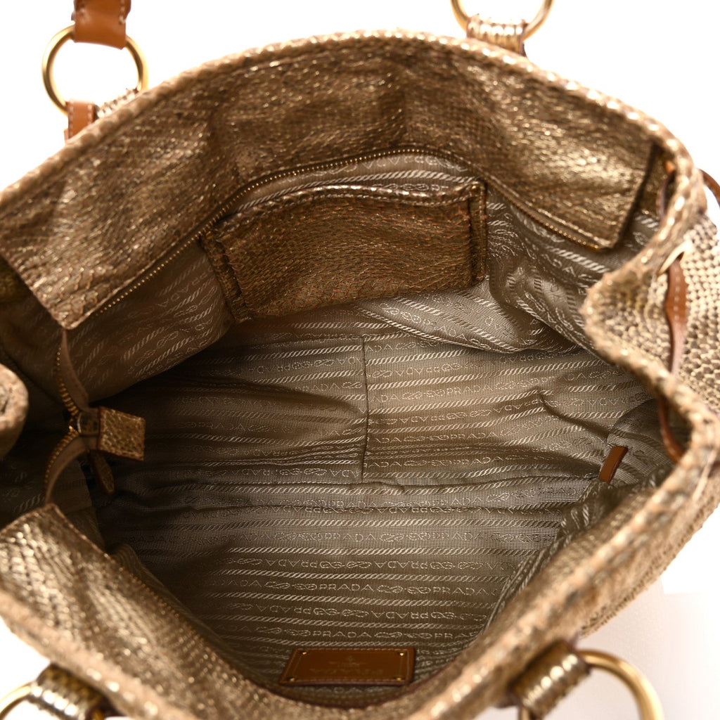 Jute Snakeskin Tote Oro
