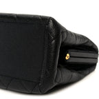 Caviar Quilted Kisslock Shoulder Bag Black