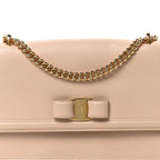 Printed Calfskin Ginny Shoulder Bag Beige