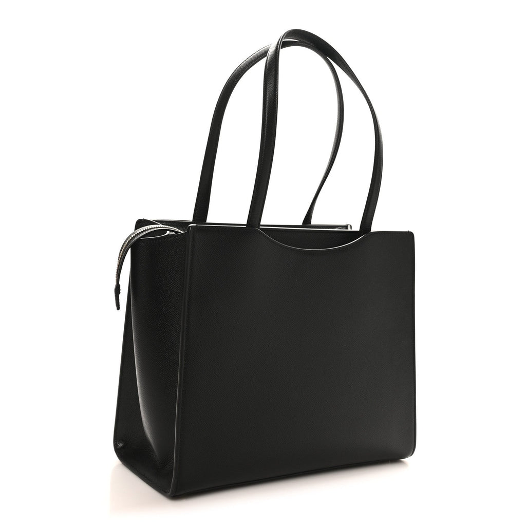 Grainy Calfskin Gemini Tote Black