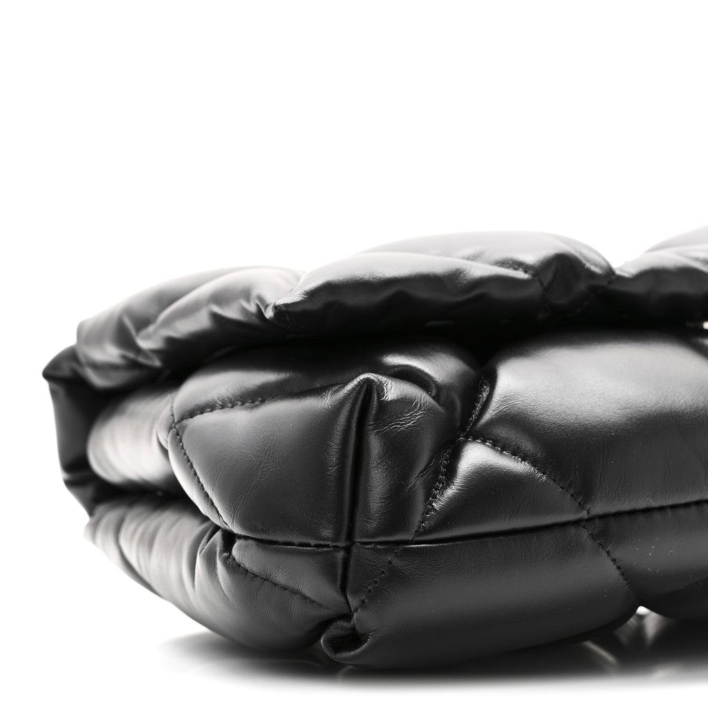 Nappa Calfskin Quilted Touch B Puffy Clutch Black