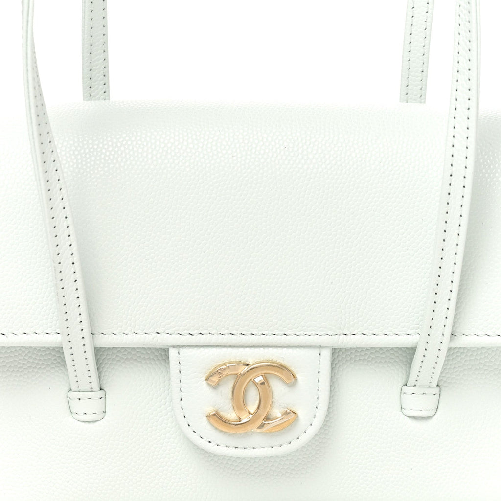Shiny Caviar Mini Preppy Coco Shoulder Bag Light Blue
