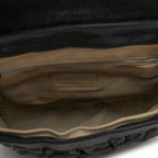 Washed Lambskin Quilted Medium Chain Around Messenger Black