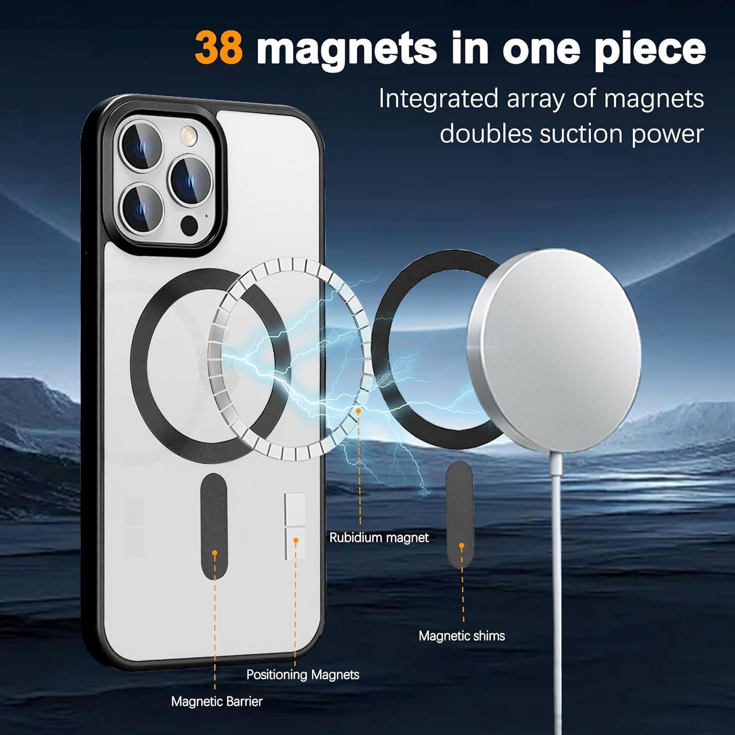 Entronix [Magnetic] Case Compatible with iPhone 16 - [Clear Back] Soft Matte Frame