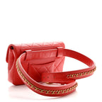 Calfskin Quilted Flap Waist Bag Red