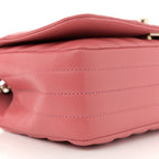 Calfskin Chevron Quilted Mini Statement Flap Pink