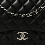 Lambskin Quilted Maxi Double Flap Black