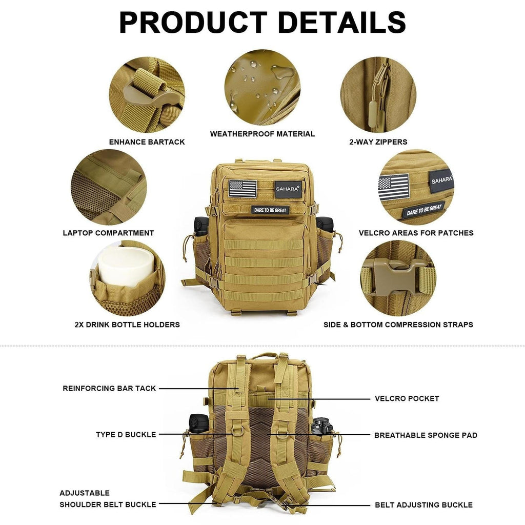 SAHARA - Raider Series Travel Bag & Laptop Backpack for Laptops up to 17.3-inch - Khaki