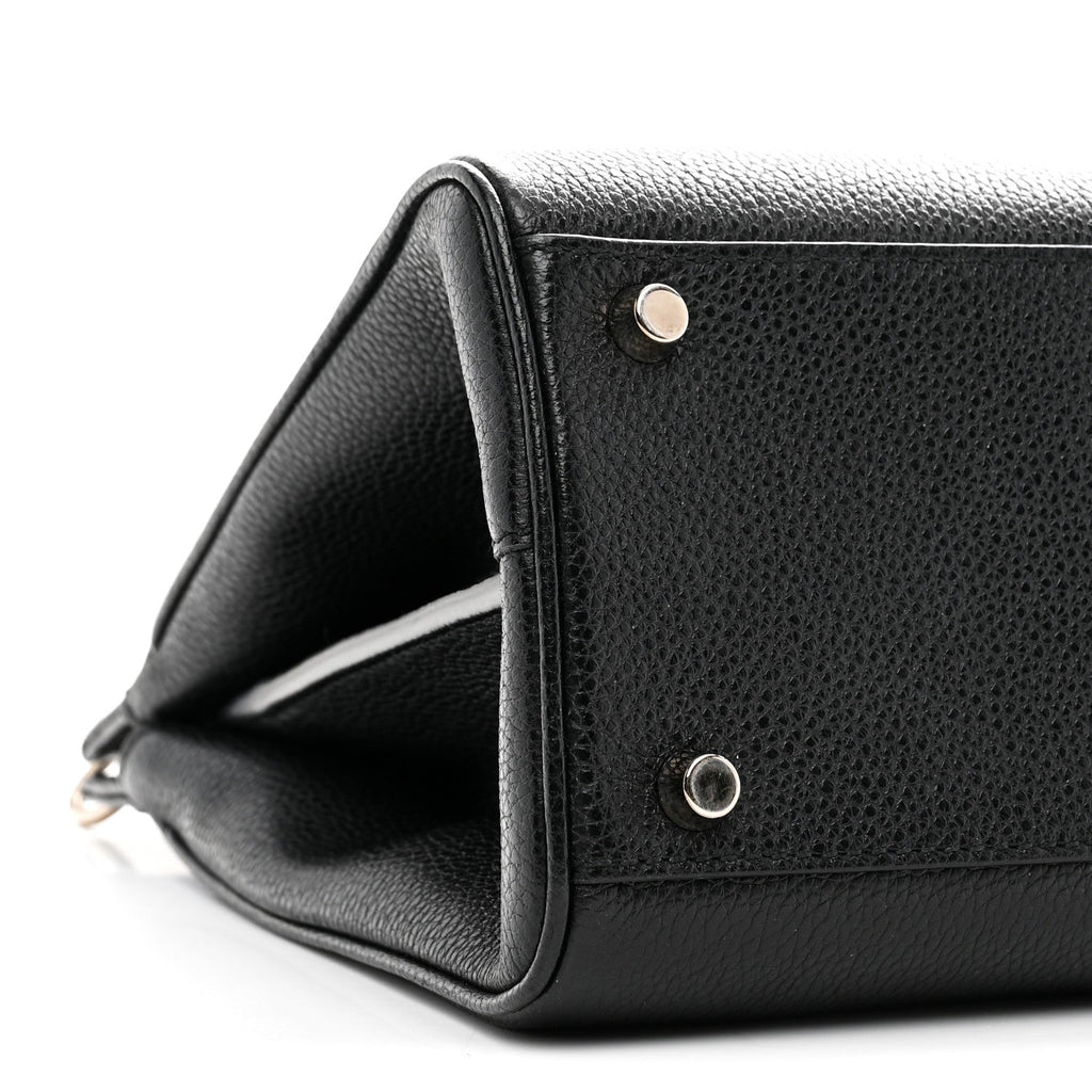 Grainy Calfskin Small Zumi Top Handle Bag Black