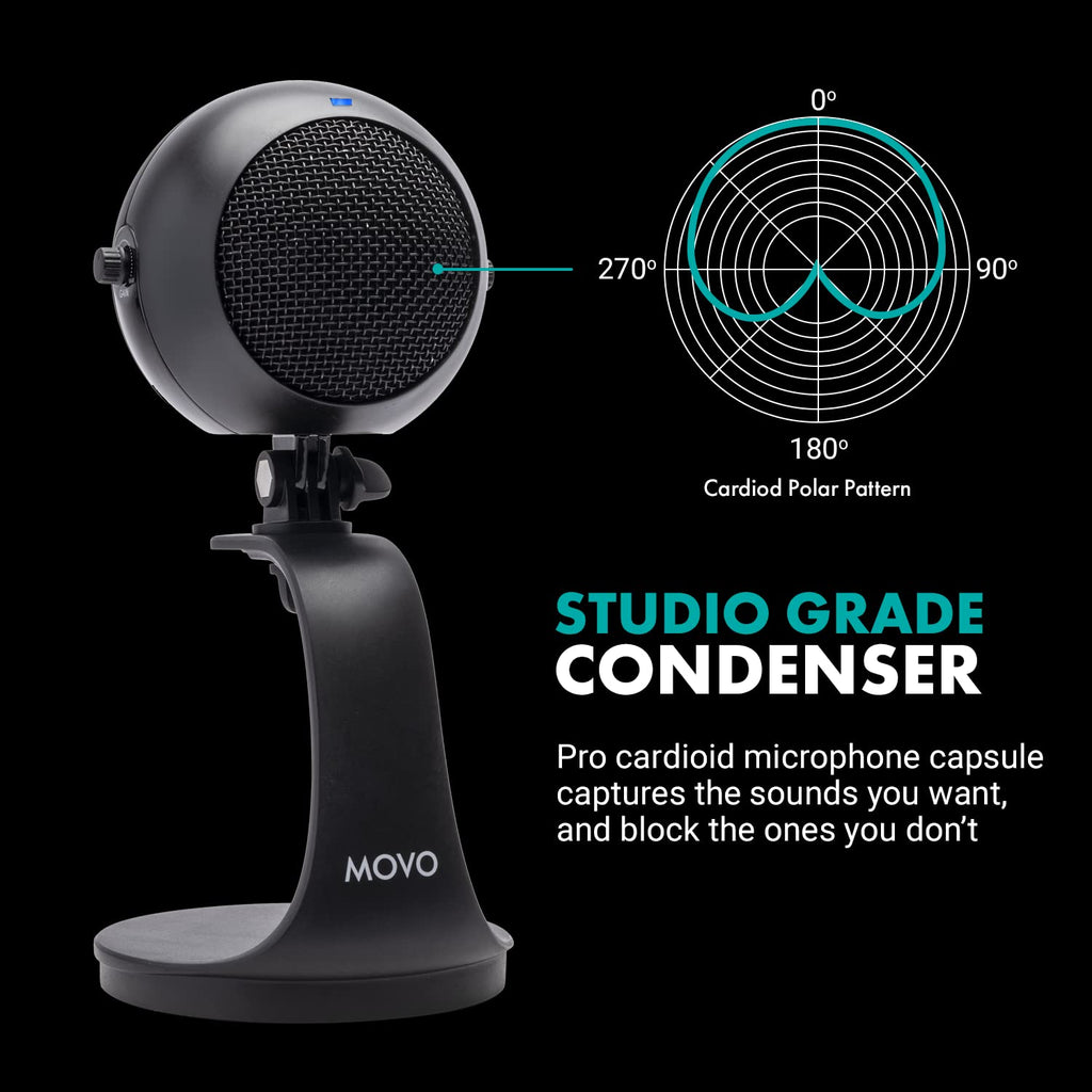 Movo WebMic Desktop USB Microphone with  Stand