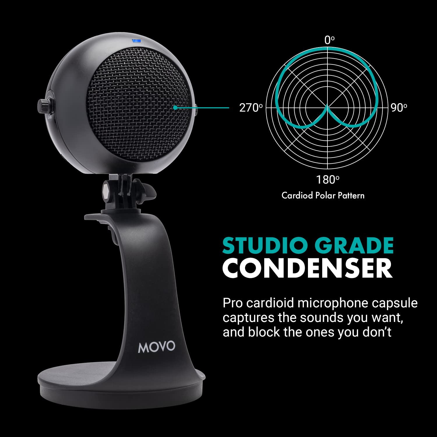 Movo WebMic Desktop USB Microphone with  Stand