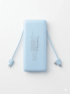Any Charge 10K: All-in-One 10,000mAh Power Bank with Built-in Cables & Wall Plug