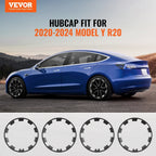Wheel Rim Cover Hubcaps, 20 in, Model Y Fully Fit Hubcap with Snap, Guard Tape & Valve Nozzle Hole, ABS & PC Hubcap with Upgraded Buckle, High Rigidity & Less Wind Drag, Fits for All Weather Use