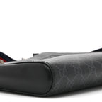 GG Supreme Monogram Web Small Flat Messenger Bag Black Grey