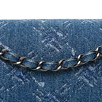 Denim Bleached Chain Medium Double Flap Blue