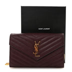 Grain De Poudre Matelasse Chevron Monogram Chain Wallet Rouge Legion