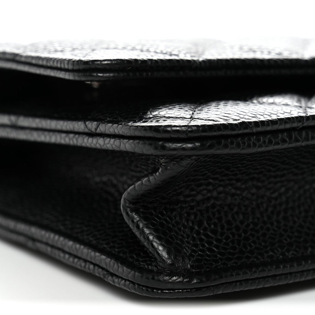 Caviar Quilted Wallet on Chain WOC Black