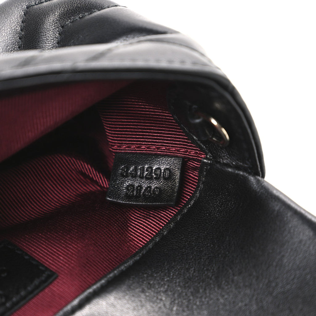 Lambskin Matelasse Mini GG Marmont Shoulder Bag Black