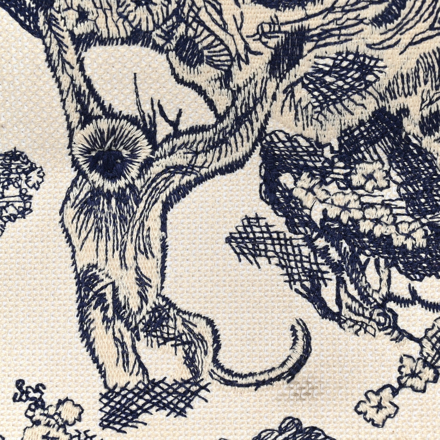 Canvas Embroidered Large Dioriviera Toile De Jouy Book Tote Blue