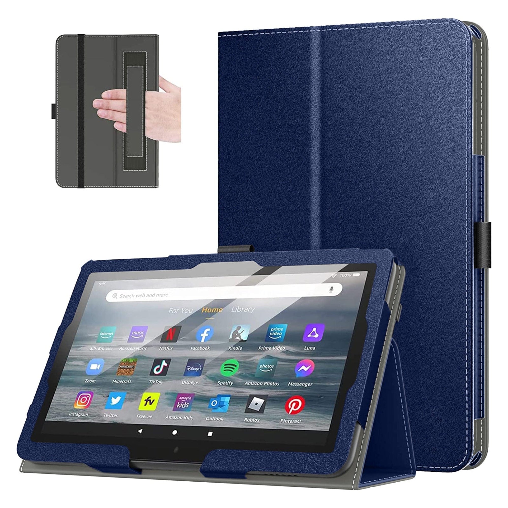 SAHARA - Hand Strap Series Folio Case for Amazon Fire 7 (2022) - Blue