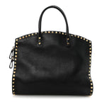 Vitello Rockstud Dome Shopper Black