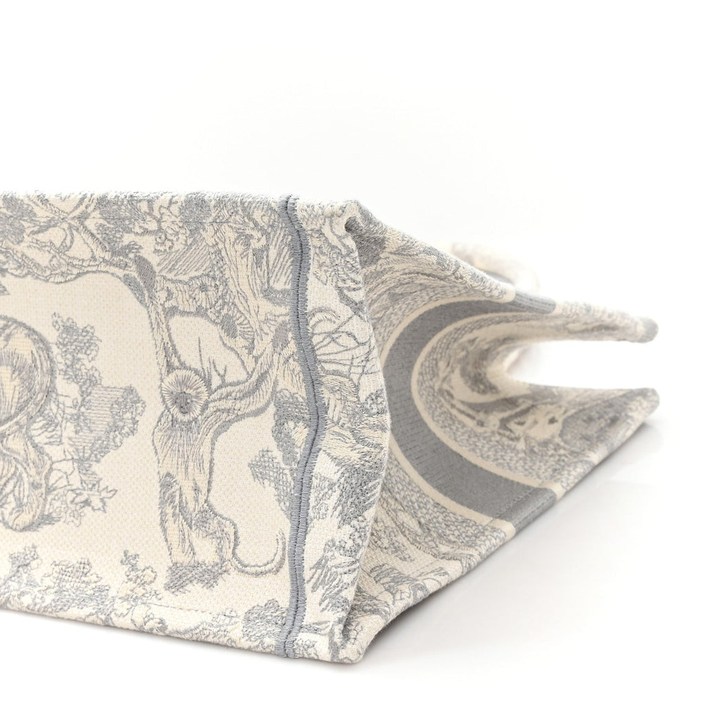 Canvas Embroidered Medium Dioriviera Toile De Jouy Book Tote Gray