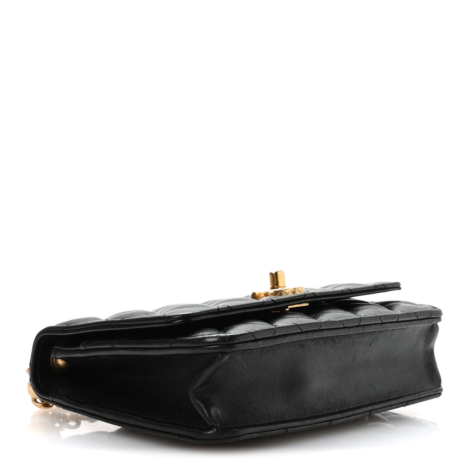 Lambskin Quilted Pillow Crush Wallet On Chain WOC Black