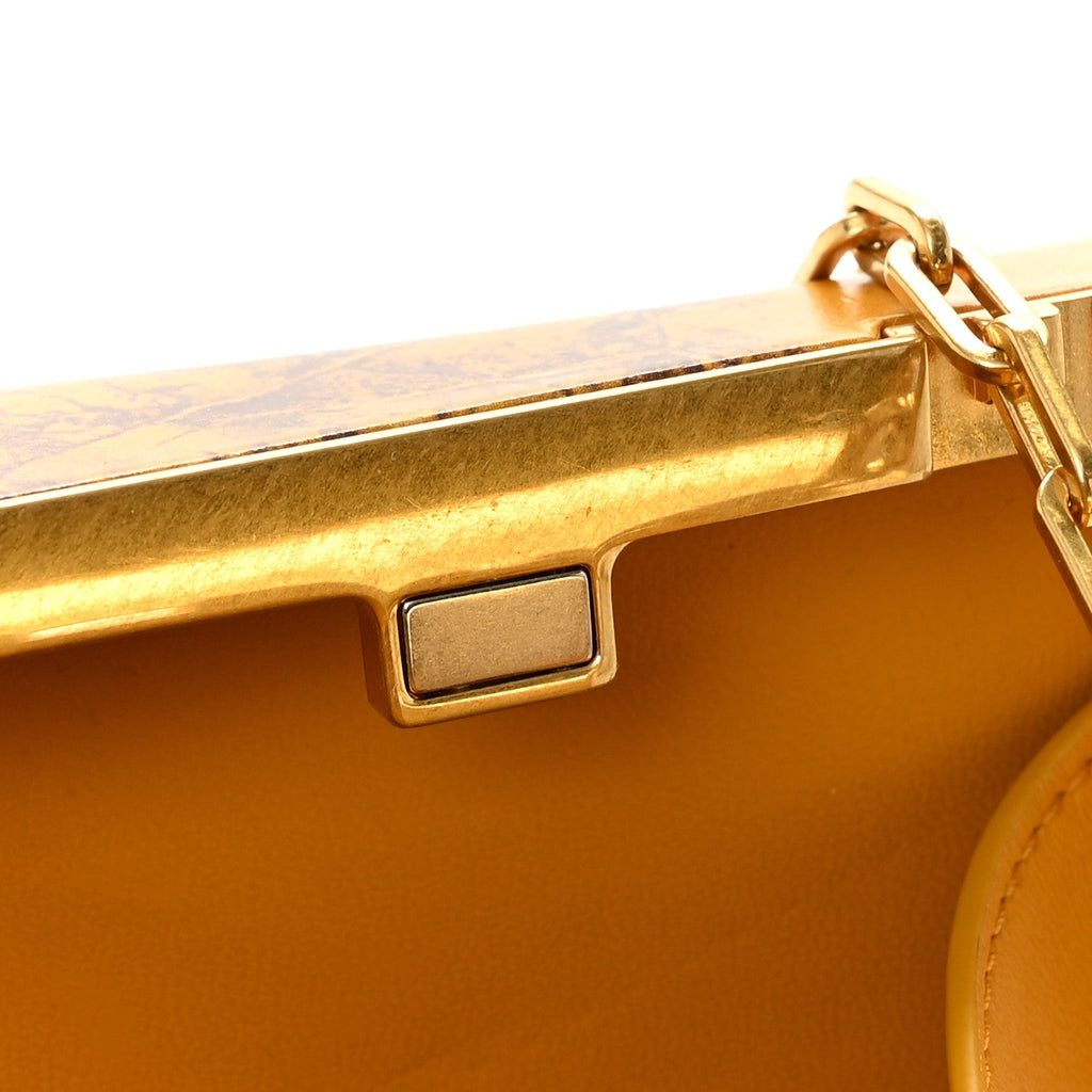 Spazzolato Calfskin Chain Clutch Gold Marble