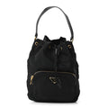 Saffiano Tessuto Nylon Mini Bucket Crossbody Bag Black
