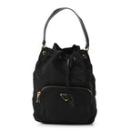 Saffiano Tessuto Nylon Mini Bucket Crossbody Bag Black