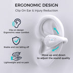 Clip-On/Open Ear-Buds-Comfortable, Bluetooth 5.3, 350mAh/18Hr Playtime