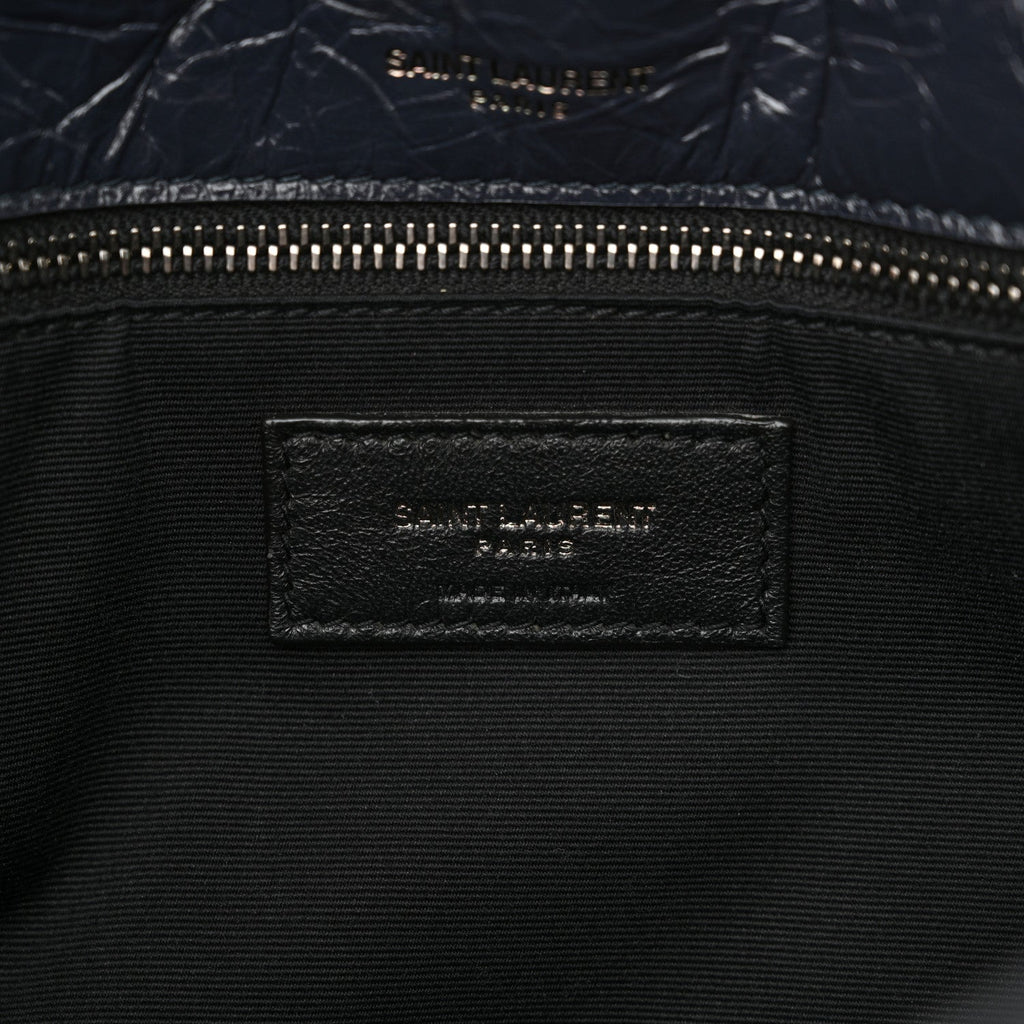 Crinkled Calfskin Matelasse Monogram Medium Niki Chain Satchel Deep Marine