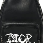 X PETER DOIG Grained Calfskin Slingbag Backpack Black