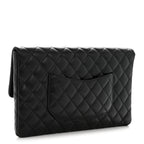 Lambskin Quilted Flap Clutch Black