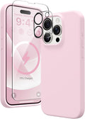 Entronix Bundle Compatible with iPhone 15 Pro - Liquid Silicone Case, 1 Clear Screen Protector & 1 Camera Lens Protector