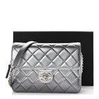 Metallic Lambskin Large Like A Wallet Flap Silver